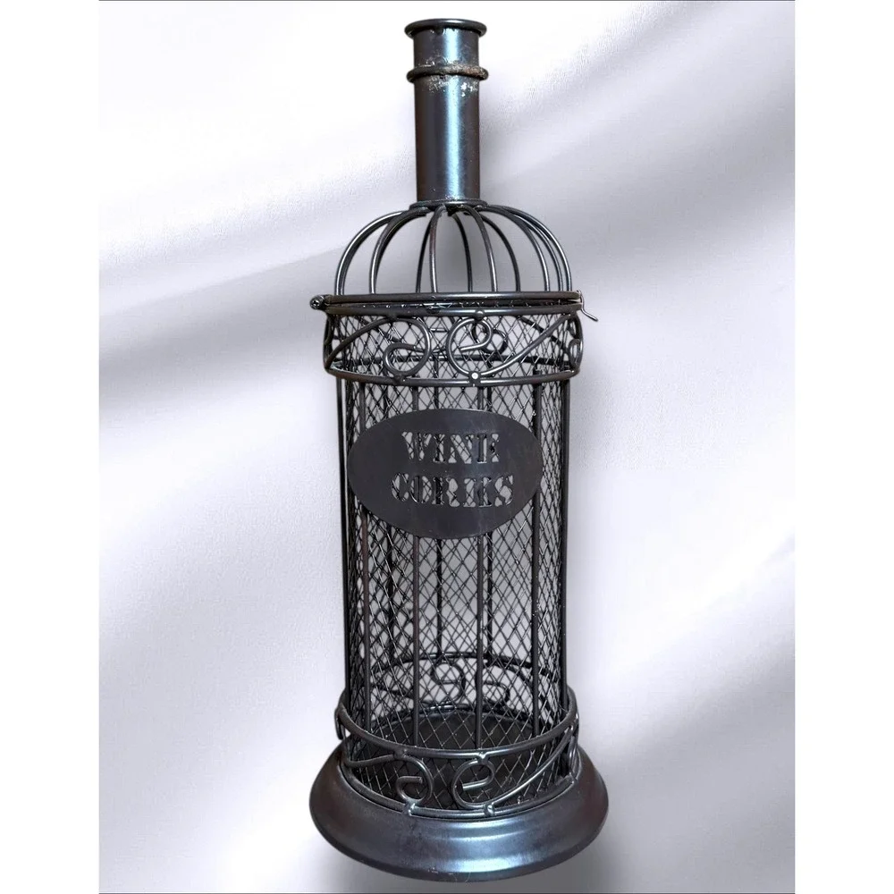 Metal Wire Wine Cork Holder Bottle Shaped Decor Rustic Farmhouse Decor